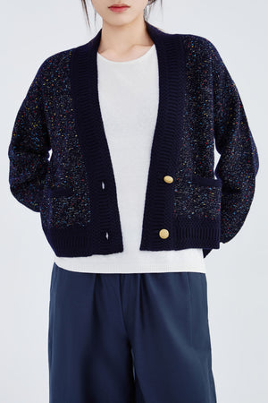 Cashmere Cropped Melange Cardigan