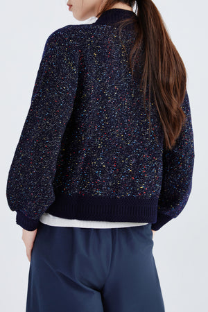 Cashmere Cropped Melange Cardigan