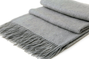 Large Cashmere Scarf, Light Grey